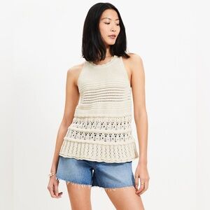 Loft Textured Pointelle Swingy Sweater Tank Top